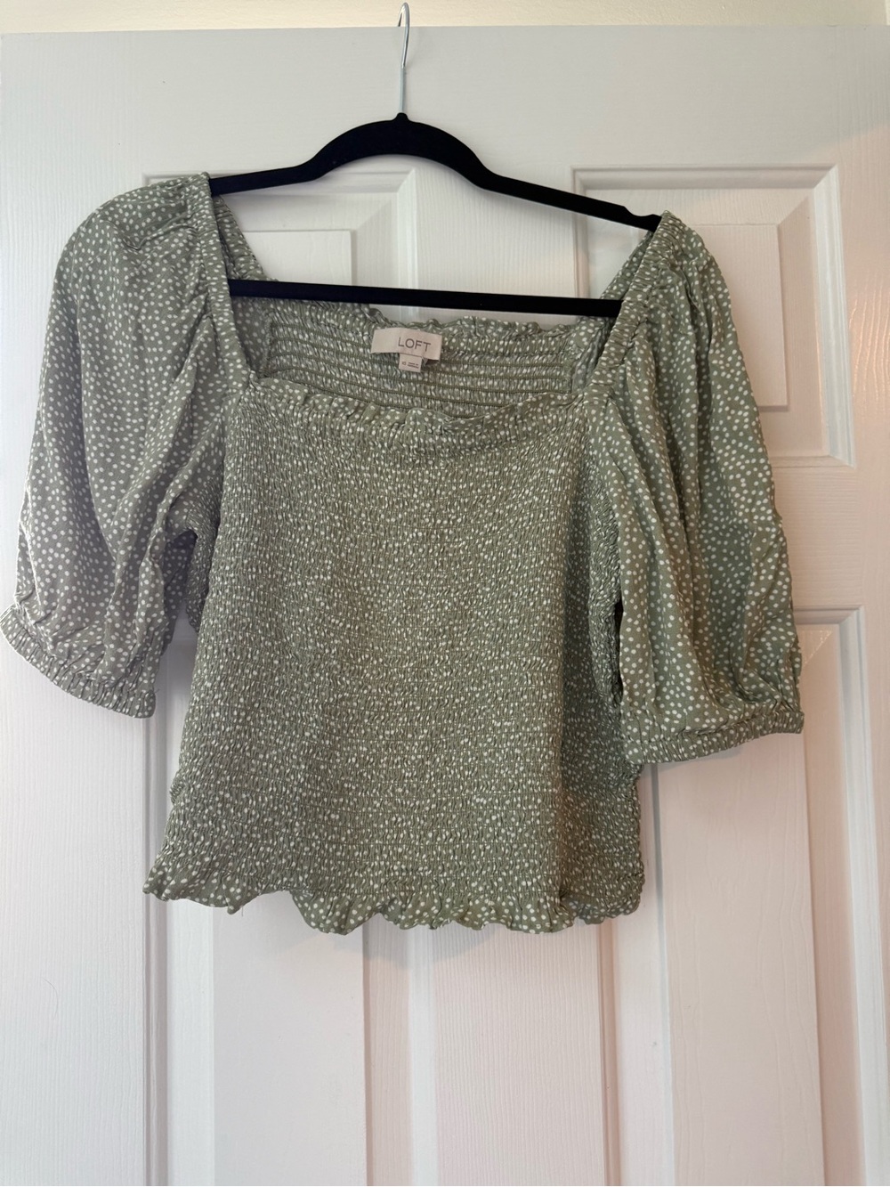 LOFT Smocked Peasant Top